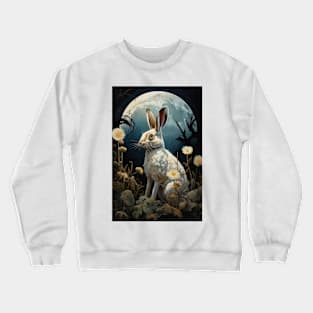 Hare, Pagan Hare, Pagan Art, Moon, Animal, Crewneck Sweatshirt